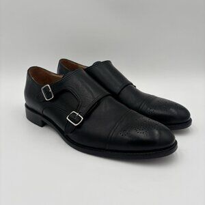 MERCANTI FIORENTINI Black Double Monk Strap Leather Oxford Shoes Leather Size 12